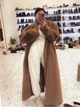 秋冬加厚新款宽松环保毛毛外套长款水貂绒皮草过膝大衣女