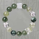 天然石绿发晶手链女绿幽灵绿龙晶串珠方糖蓝针水晶新中式手饰礼物