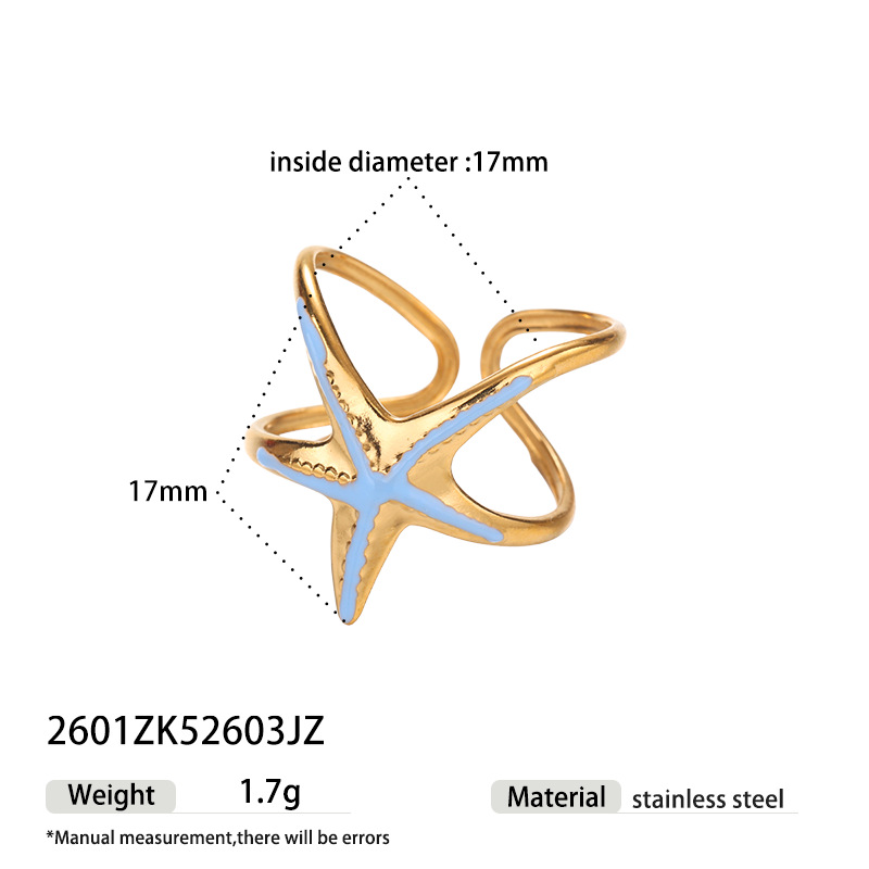 Tina Europa y los Estados Unidos transfronterizos lujo ligero anillo de estrella de mar nicho de diseño de goteo de aceite serie de joyas de mano para mujeres al por mayor