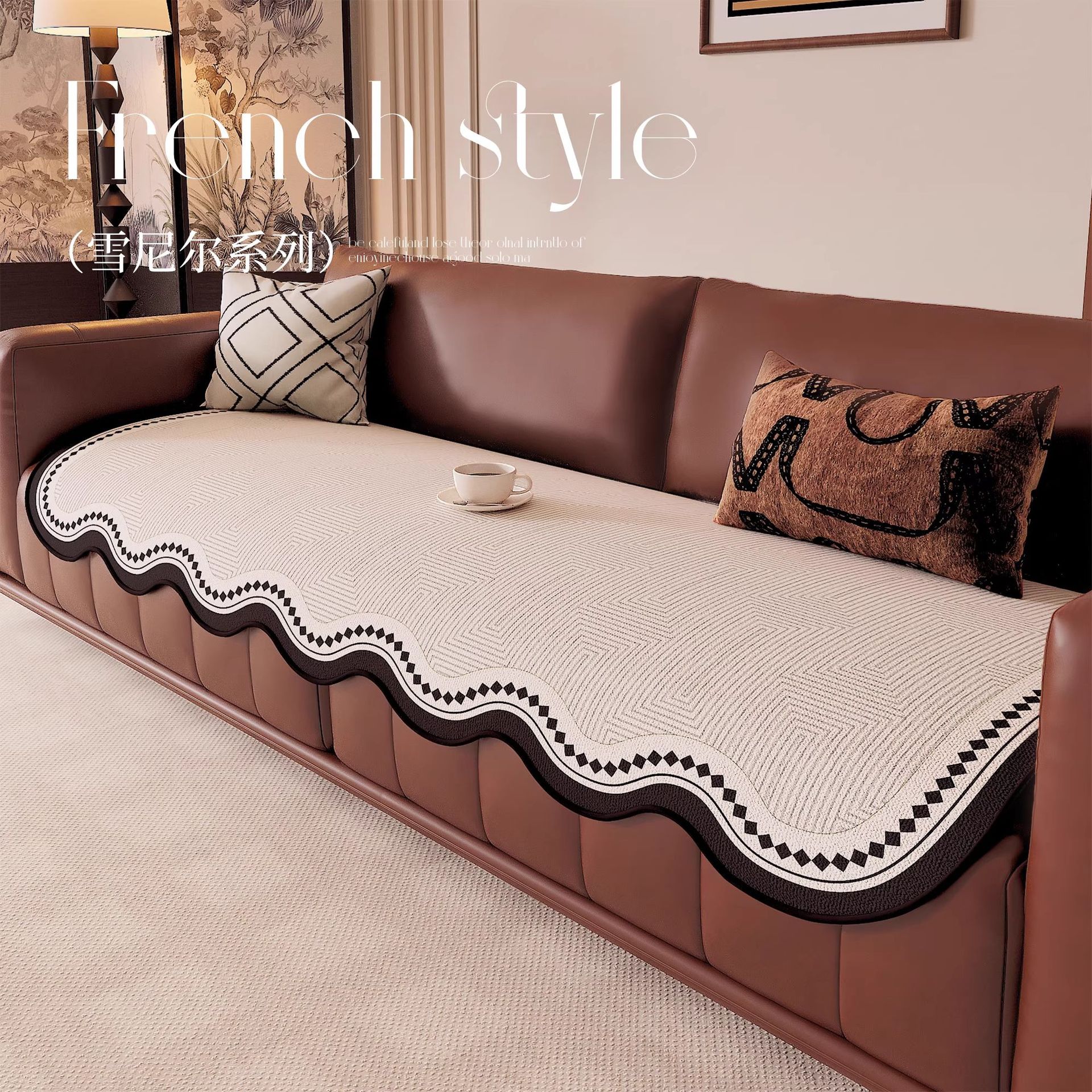 Cojín de sofá de forma especial universal Four Seasons en línea de una pieza 2025 nuevo estilo de lujo ligero fijo antideslizante sofá toalla de tela