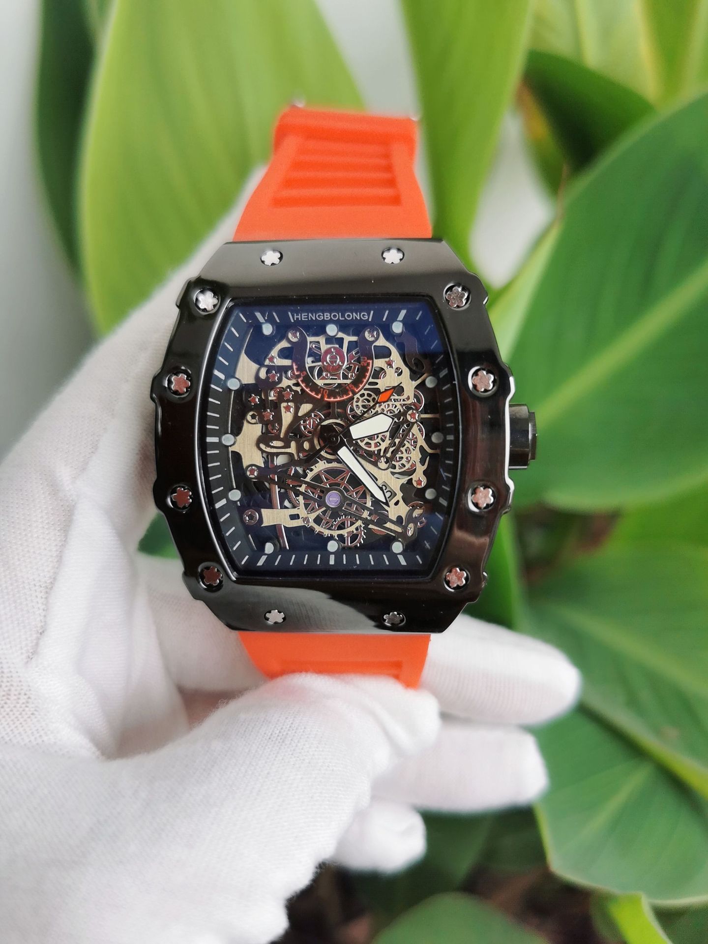 Popular Wine Barrel Shaped Fashionable Mechanical Layered Photosensitive Surface Bright Shell Men's Watch Watch_voghion.com