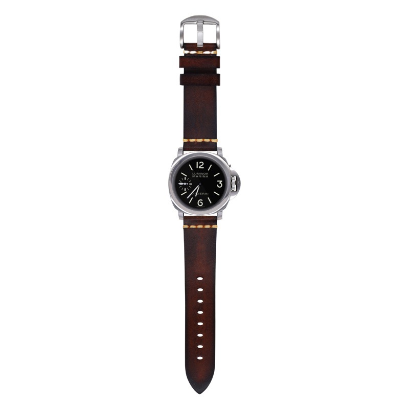 Italian Retro Genuine Leather Watch Strap Accessories Handmade Pin Buckle Leather Strap Vegetable Tanned Leather 21mm Men's Watch Strap