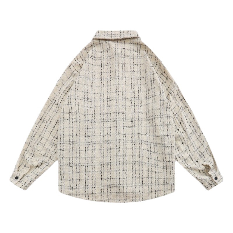 Suministro directo de fábrica camisa de manga larga marca de moda para hombres suelta camisa bordada europea y americana chaqueta otoño abrigo a cuadros camisa High Street