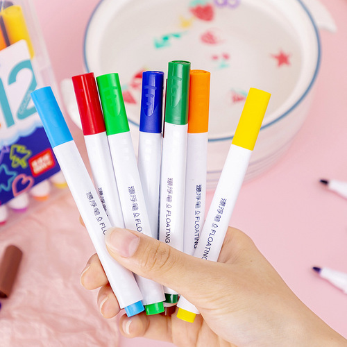 Wholesale water floating pens, children's water painting color painting pens, 12-color boxed erasable water-based whiteboard pens