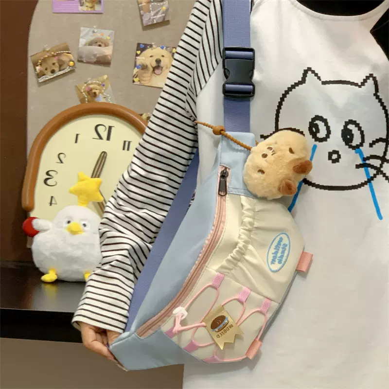 小清新甜美时尚胸包女韩版洋气大容量单肩斜挎包软妹百搭学生腰包