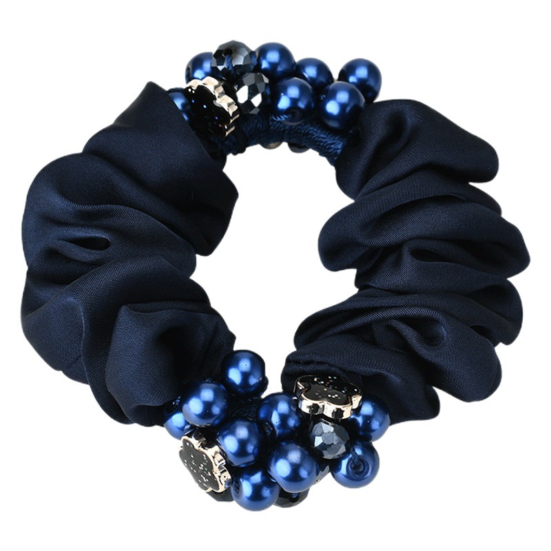 Nuevo estilo banda de goma de cristal perla diadema pulsera de las mujeres grasa salchicha banda de pelo temperamento simple corbata de pelo grande Mori cuerda de pelo de las mujeres