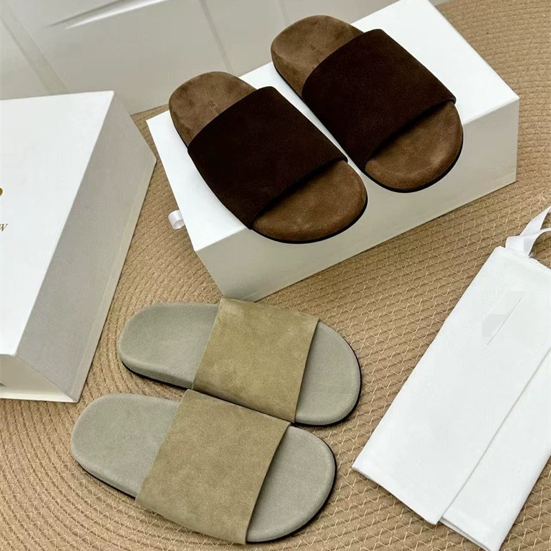 2025 новых ретро-шлепанцев на плоской подошве для женщин, летняя обувь, стиль ряд, натуральная кожа, повседневные универсальные пляжные шлепанцы