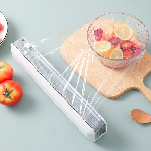 Sliding knife cling film cutter household kitchen artifact with suction cup cling film box cutting box cutting tin paper divider