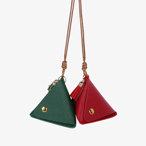 Compact storage bag Dragon Boat Festival Zongzi coin purse Triangular coin loose money access card leather storage bag