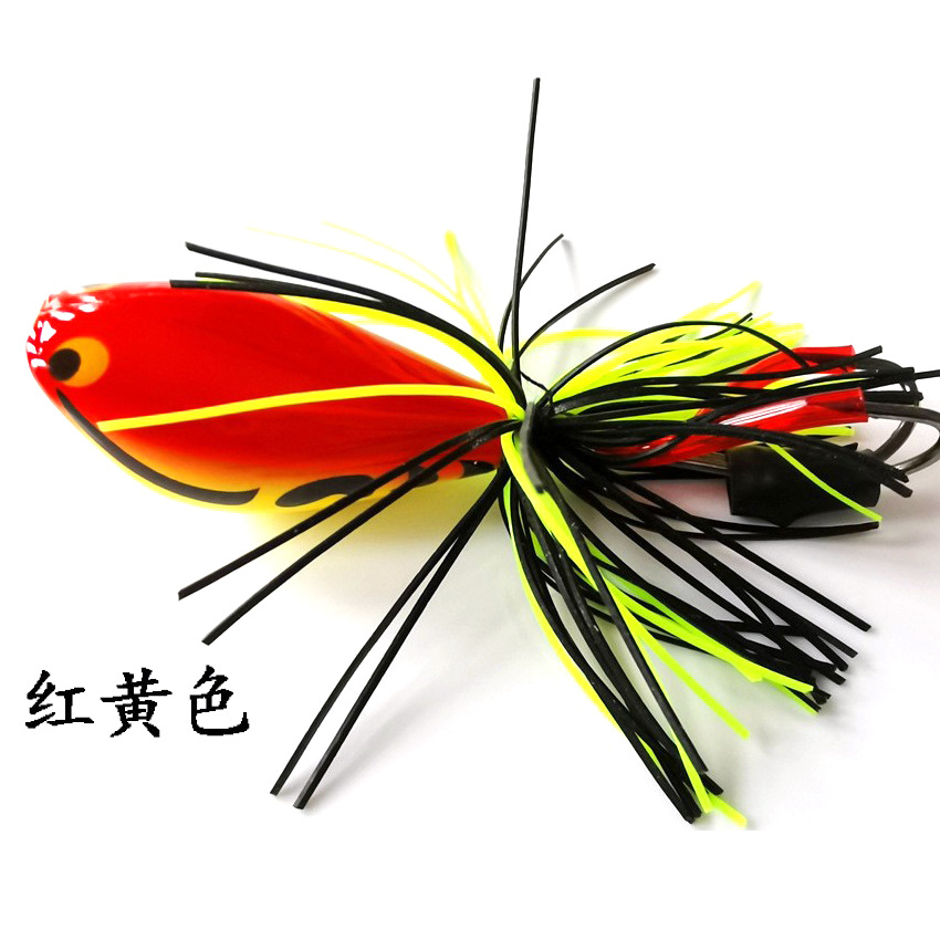 Thunder Frog ABS rana dura con doble gancho cabeza de serpiente cebo de rana agua flotante cebo falso pez negro jugando negro nuevo nueve colores