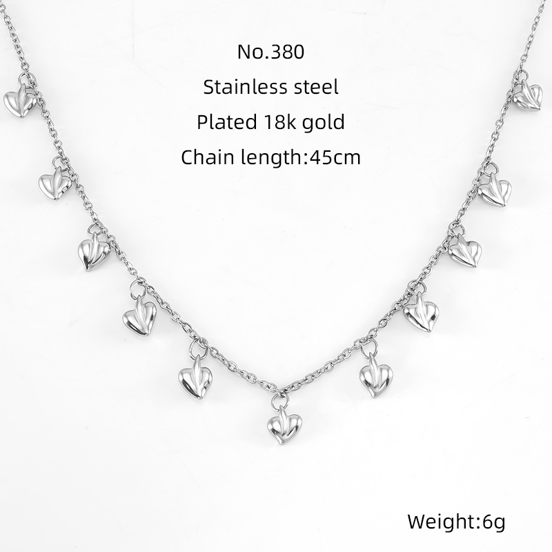 Collar europeo y americano transfronterizo diseño de nicho femenino colgante en forma de corazón de alto grado collar de acero de titanio geométrico de oro Cadena de clavícula femenina