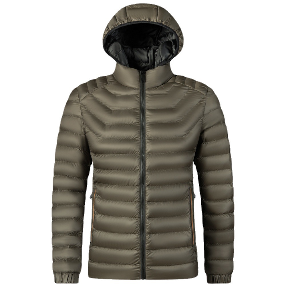 Algodón transfronterizo hombre encapuchado otoño invierno ligero y delgado ropa de hombre simple Amazon en el almacén de ropa de algodón juvenil chaqueta de hombre