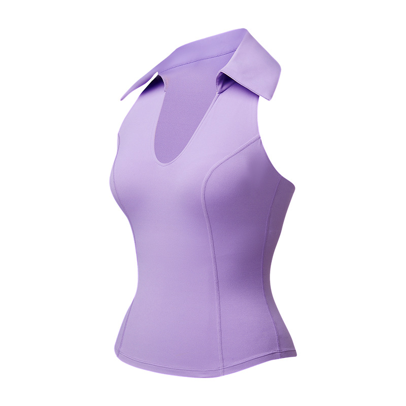 Chaleco deportivo transfronterizo sin mangas para mujer con posavasos con cuello en V tops de yoga solapa fitness ajustado de secado rápido tenis para correr