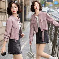 Женская кожаная куртка 2025 весна-осень, универсальная мотоэкипировка, стойка воротника, куртка из овчины