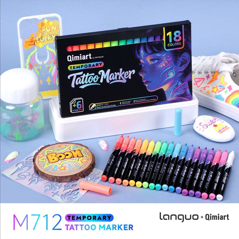 Blue Fruit 712Uv Fluorescent Tattoo Marker Cross-Border Valve-Type Ink Control Glow-In-The-Dark Party Graffiti DIY Marker Pen