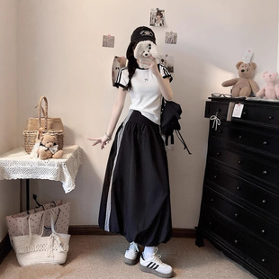 Fat mm Sports Style Casual Suit for Women 2025 New Summer Large Size Slimming Look Top and Skirt Two-Piece Set