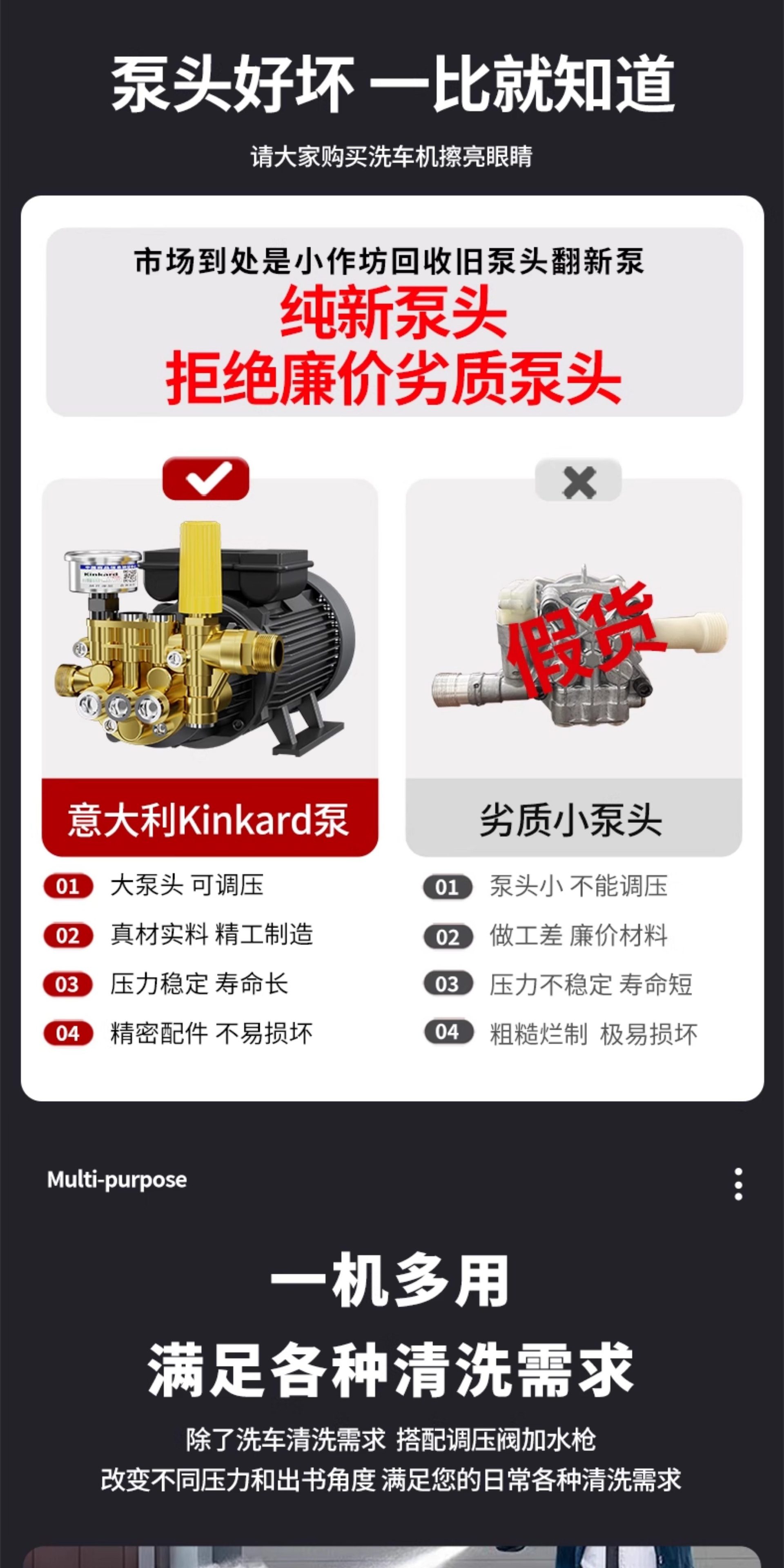 Black Cat High-Pressure Car Washer 220V Household High-Power Booster Cleaning Machine with Induction Motor and Floor Cleaning Water Gun