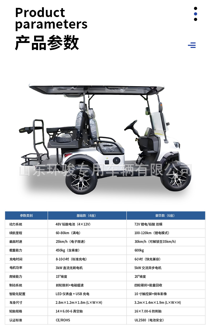 6-Seater Golf Cart, Hotel Shuttle Bus, Park Sightseeing Vehicle, New Energy Electric Golf Cart