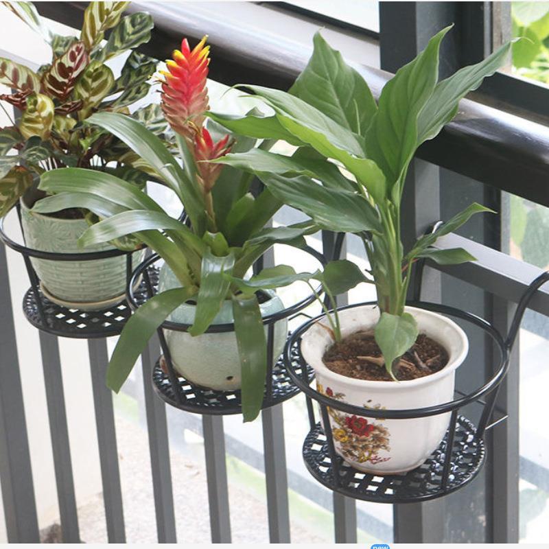 Balcony flower rack hanging green radish and spider orchid flower pot hanging rack guardrail window sill simple flower rack indoor storage rack