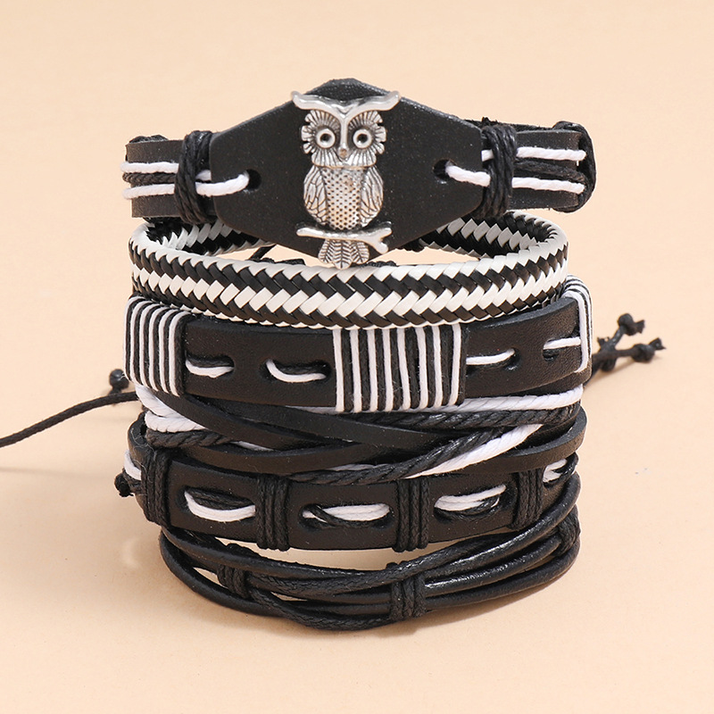 simple multi-layer retro woven leather bracelet