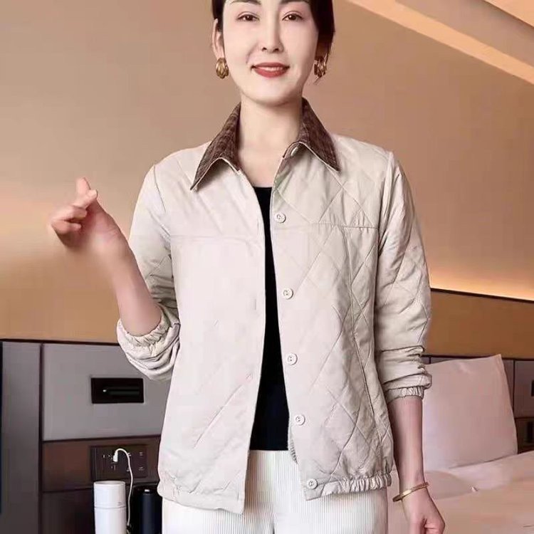 一件代发2025秋季新款时尚休闲宽松百搭气质翻领单排扣开衫短外套|undefined