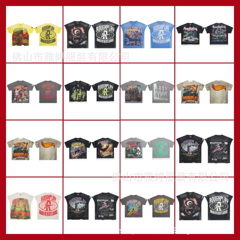 Cross-Border Foreign Trade European and American Trendy Brands American-Style Graphic Korean Gothic T-Shirt Retro New Sweatshirt Loose Short-Sleeved T-Shirt for Men