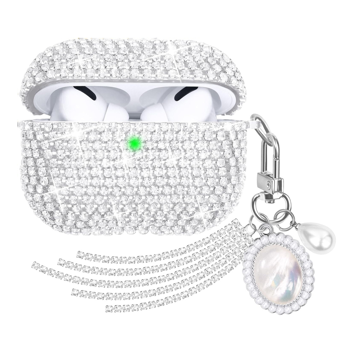 55g Weight iPhone Applicable Brands Earphone case Classification PC, Rhinestone Material Solid Color Pattern Shiny Style PC Rhinestone Solid Color Shiny Earphone Case Phone Accessories 3