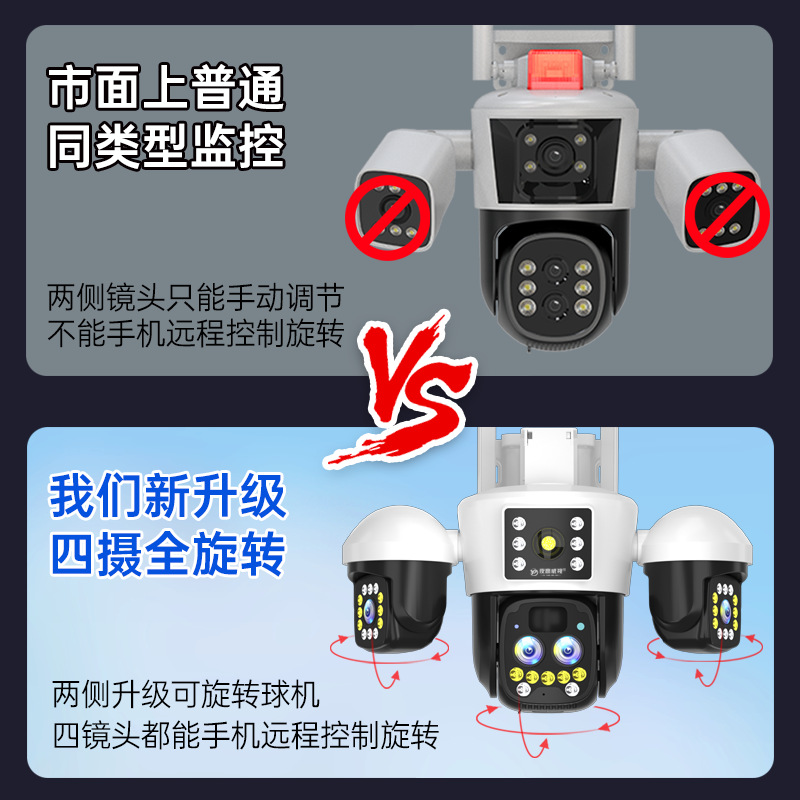 Cámara de monitor solar 360 grados sin ángulo muerto teléfono móvil remoto al aire libre HD visión nocturna 4G sin electricidad sin red