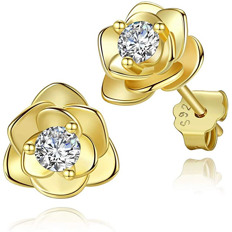 Earrings, zirconium, silver 925 sample, Amazon, Aliexpress, flowered