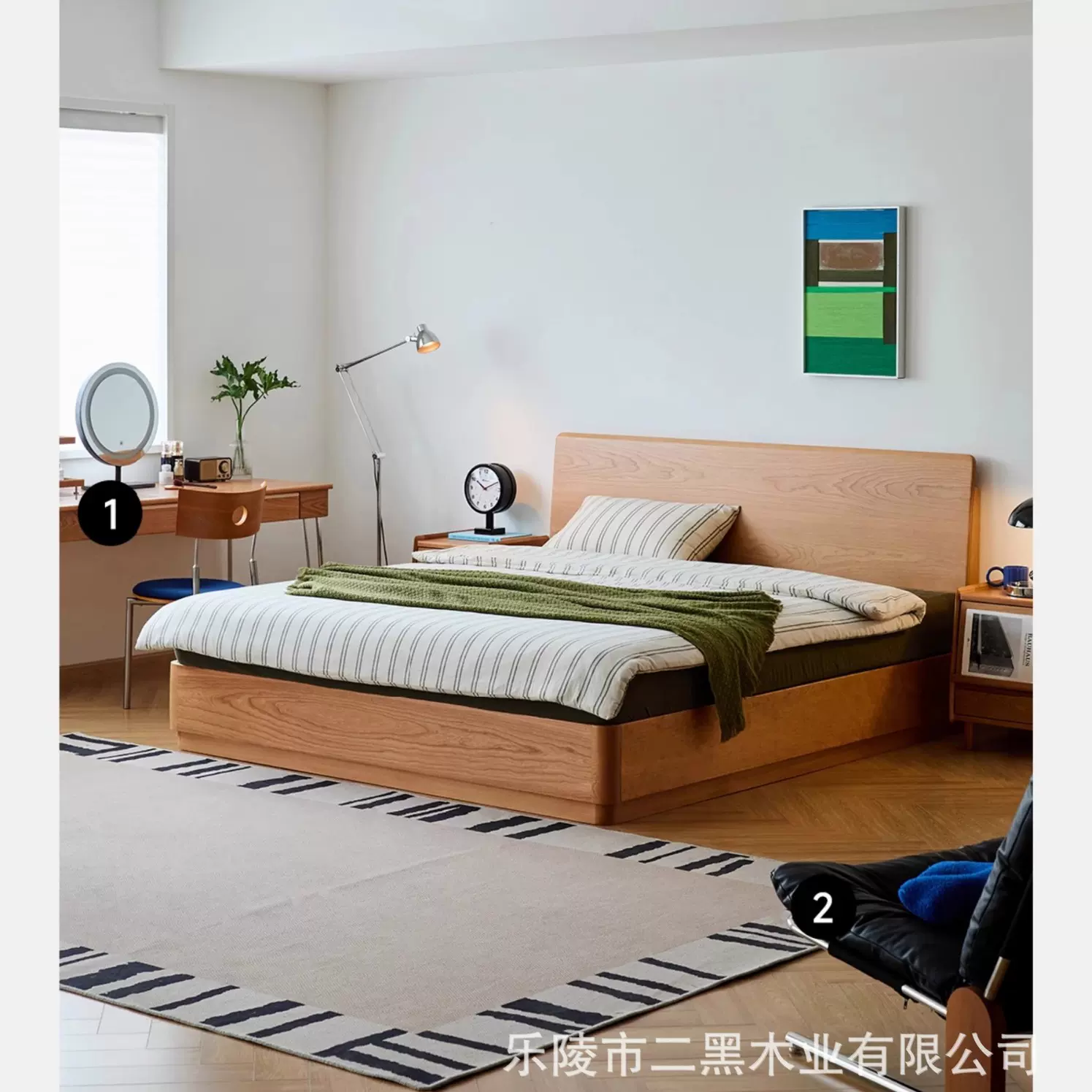 实木箱体床北欧小户型樱桃木1.8储物床日式1.5收纳高箱床