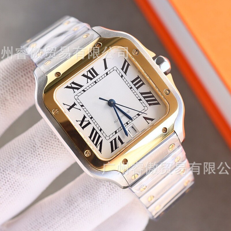 Zhanxika Af Factory Santos Square Series Fashionable High-Quality Stainless Steel Roman Steel Strap Men's Mechanical Watch