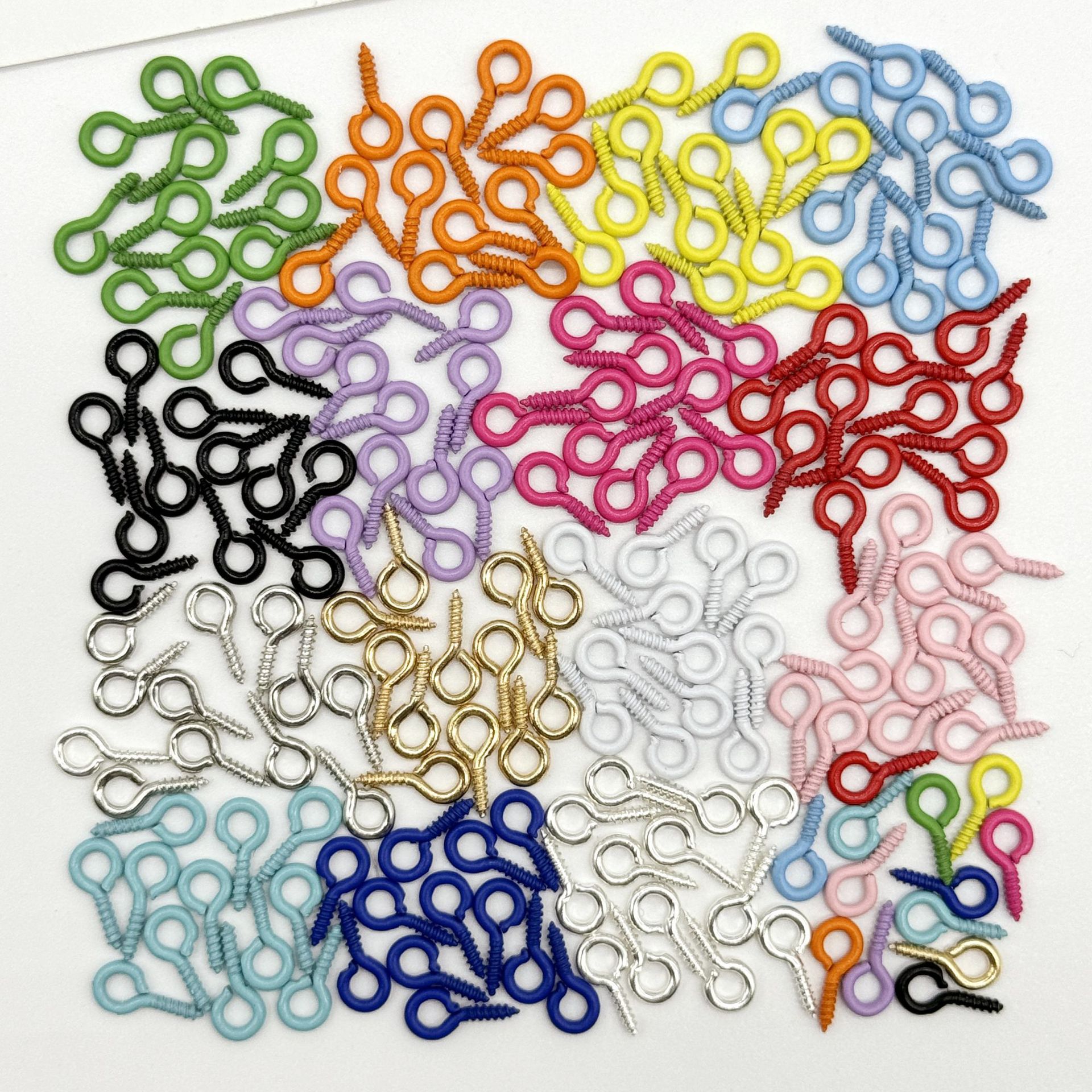 彩色烤漆羊角钉 diy饰品配件材料糖果色羊角钉钥匙扣挂件五金配件