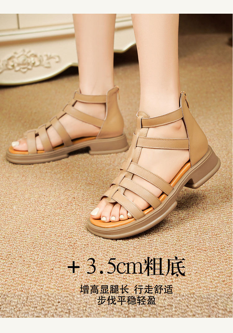 Sandal da thật quai chữ V đế dày mềm mại cho nữ — Màu đen chi tiết 21