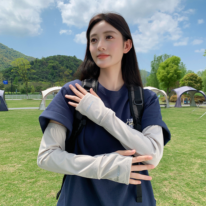 Nylon ice silk sun protection arm sleeves for women, summer UV protection for cycling and driving, new thin long arm sleeves with integrated ice sleeves
