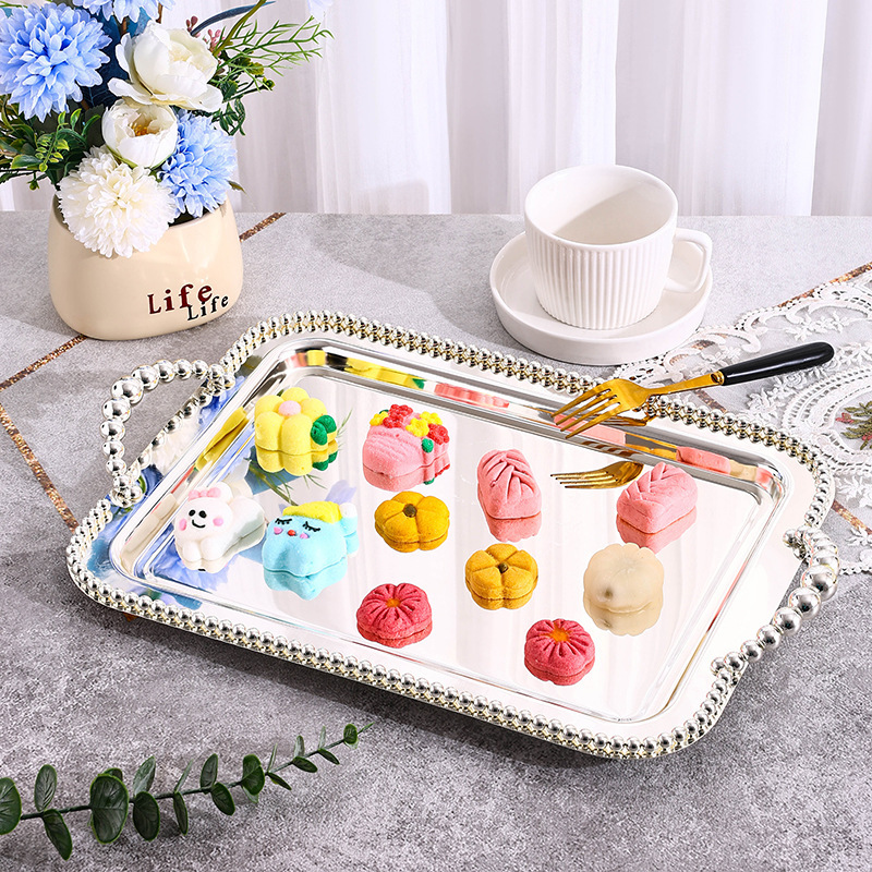 Metal Tray Bead Dot Square Fruit Plate Snack Cake Baking Party Storage Plate Home Wedding Supplies Fruit Plate Metal Tray Bead Dot Square Fruit Plate Snack Cake Baking Party Storage Plate Home Wedding Supplies Fruit Plate