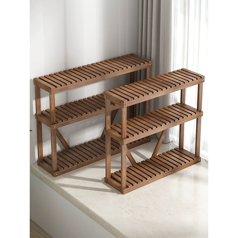 Стеллаж для цветов из цельного дерева, стеллаж для хранения, напольный балкон, гостиная, новинка 2024 года, подоконник, стеллаж для суккулентов, настольная полка