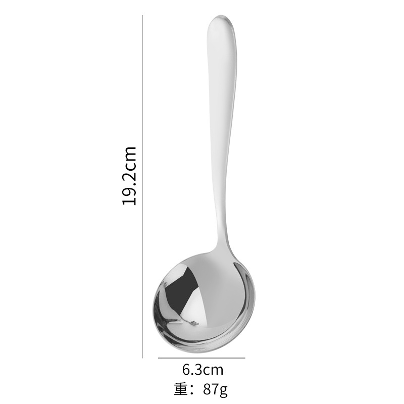 Cuchara de sopa de acero inoxidable 304 vajilla doméstica cuchara de sopa mango largo cuchara redonda profunda cuchara de sopa 304 cuchara colador cuchara
