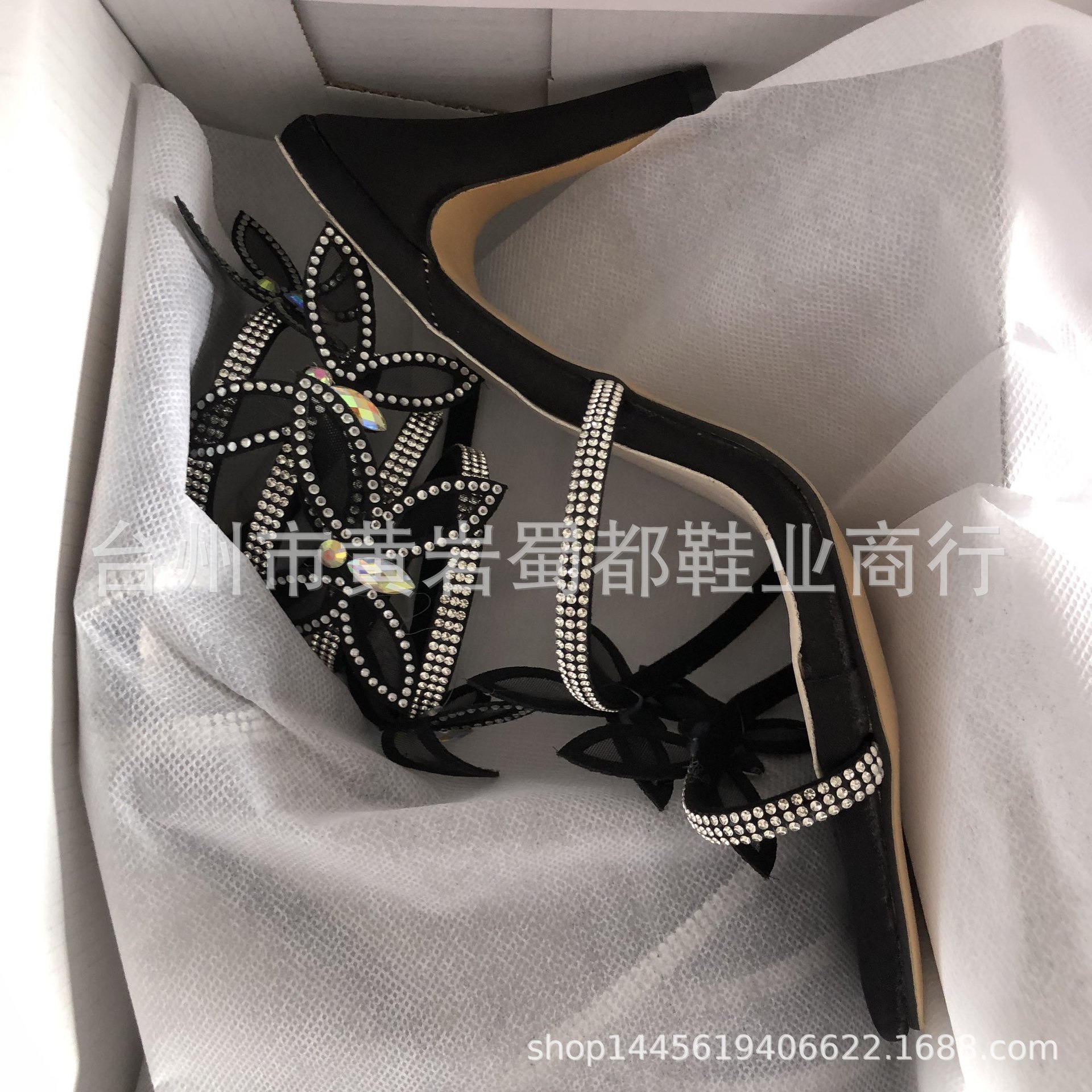 Spring and Summer One-Strap Snake-Shaped Winding Open-Toe Rhinestone Sparkling Bow Stiletto Ultra-High Heel Sexy Sandals for Women