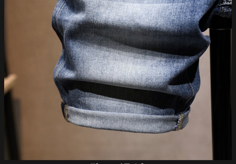 Men's Clothing Men's High End Light Luxury Printed Denim Shorts Style Slim Fit Summer Casual Pants Trendy Retro Five Point_mkmklike.com