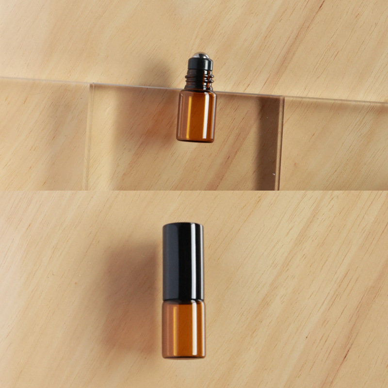Botella roll-on para aceites esenciales cosméticos, botella marrón para aceites esenciales, botella transparente para reactivos, botella roll-on de vidrio, botella de perfume ámbar.