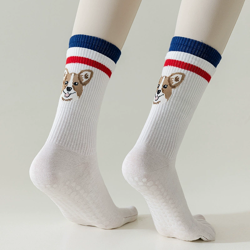 Милые нескользящие дышащие knee socks для занятий спортом для школьников для йоги, до колена