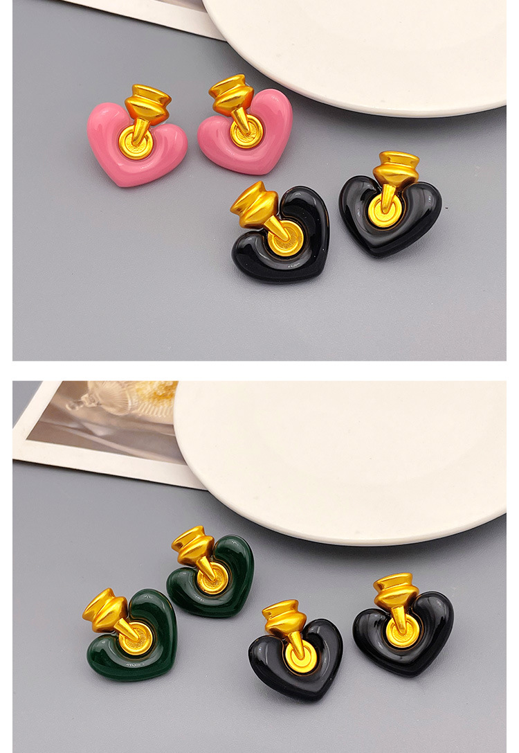 Simple Style Heart Shape Copper Gold Plated Ear Studs 1 Pair