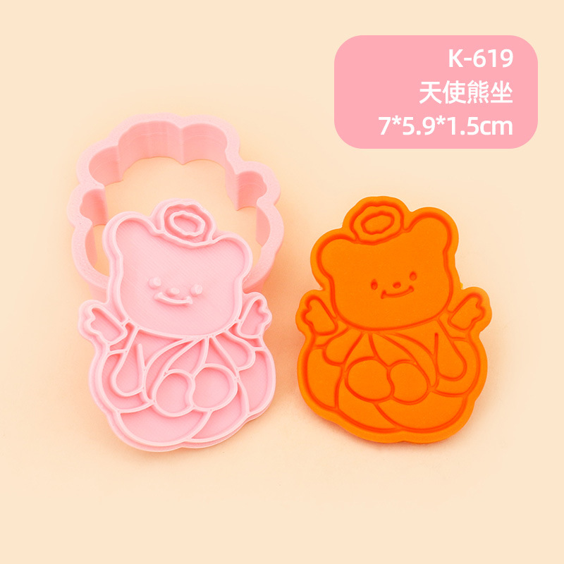 Molde de galletas de oso de mantequilla Postre de oso de oso de marca de galletas fondant prensa manual 3D herramienta de horneado de prensa tridimensional