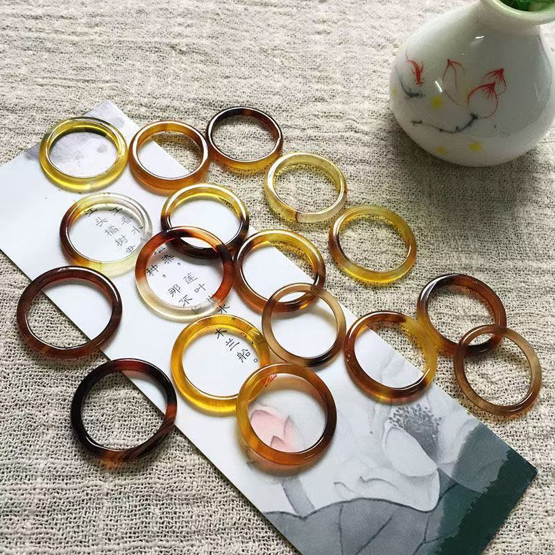 冰种白玉髓玛瑙细戒指 男女款玛瑙玉石对戒情侣戒指指环尾戒批发|undefined