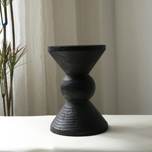 侘寂风木墩凳根雕木桩凳碳化矮凳民宿原木碳黑角几边几换鞋凳子