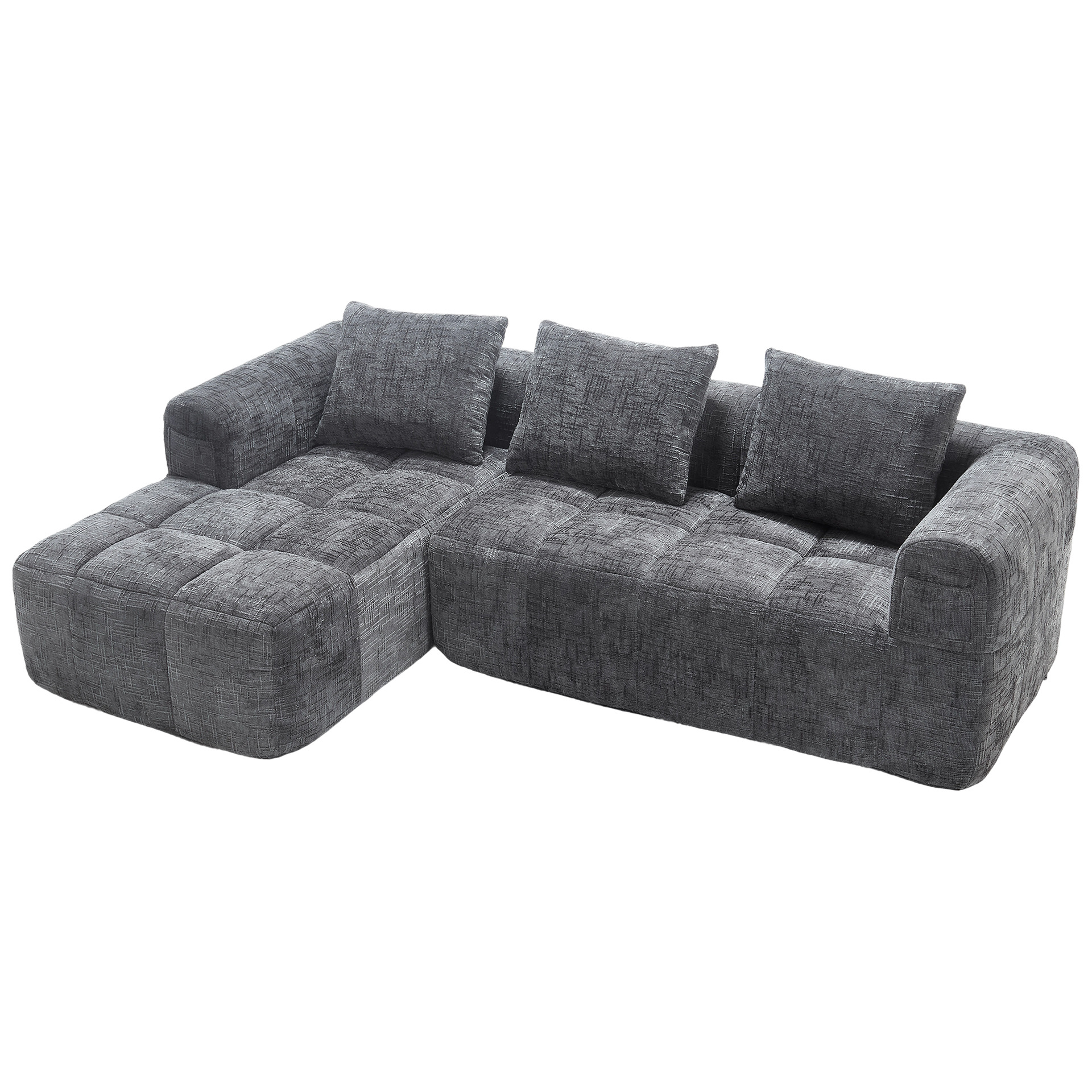 Foshan Factory Vacuum Roll Sofa de algodón de azúcar comprimido Sala de estar italiana Apartamento pequeño Sofá de tela en línea recta