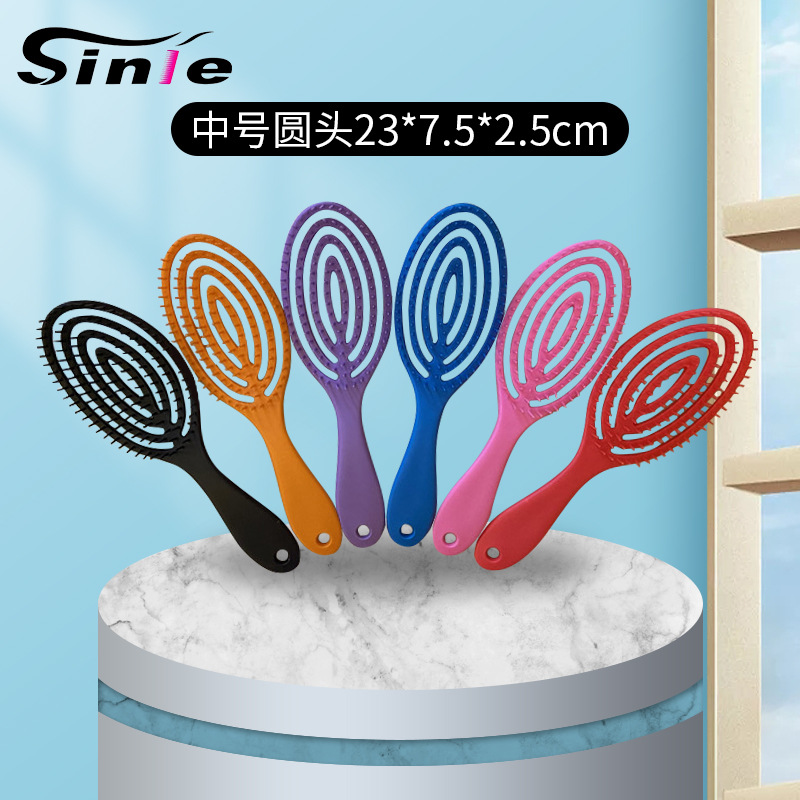 Peine de dientes anchos de plástico hueco peine de costilla de pelo peine de masaje de cabeza peine de placa grande transfronteriza