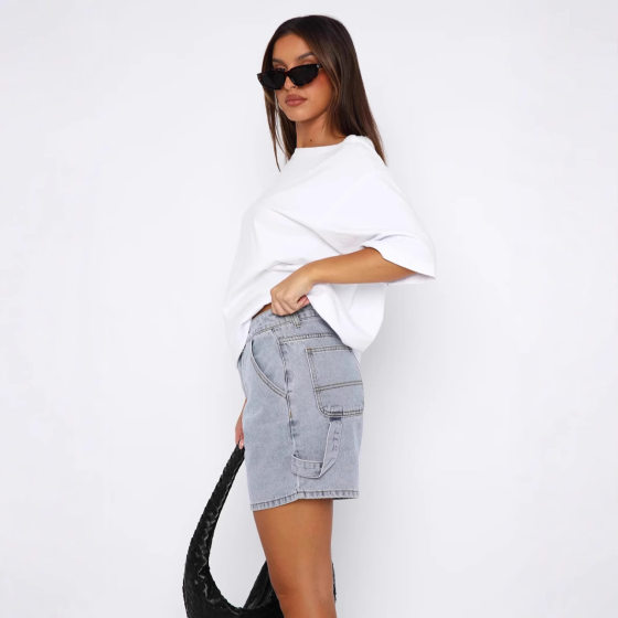 2025 Europe and the United States cross-border summer new street tide ordinary washing tooling women's Denim straight pants 8946