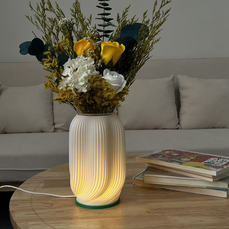 Mesita de noche minimalista nórdico, lámpara de mesa, estilo cremoso creativo, dormitorio japonés, escritorio, decoración, luz ambiental, arreglo floral 3D