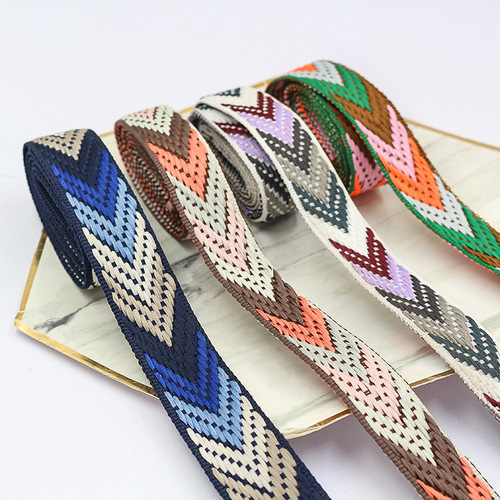 Factory-direct 2.2cm arrow-patterned ethnic-style jacquard ribbon—accessories for ethnic clothing, hats, curtains, and headwear
